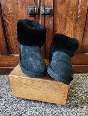UGG Womens Black Suede Cuff Ankle Boots